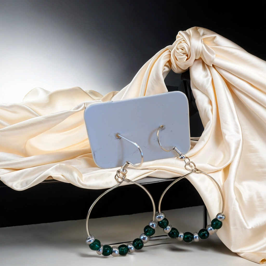 Hooped Silver &amp; Green Earrings | Stylish Jewelry | Accsensory