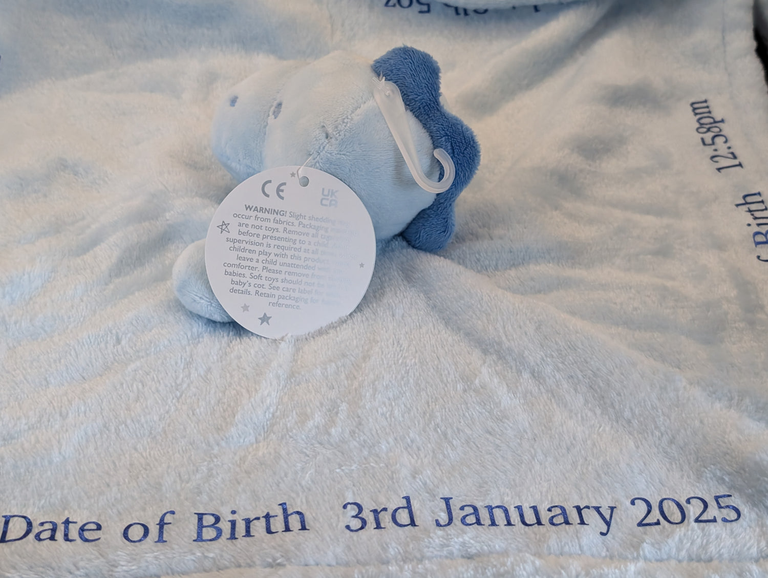 Personalised Baby Snuggle - Custom Name, D.O.B, Weight &amp; Length for Newborns
