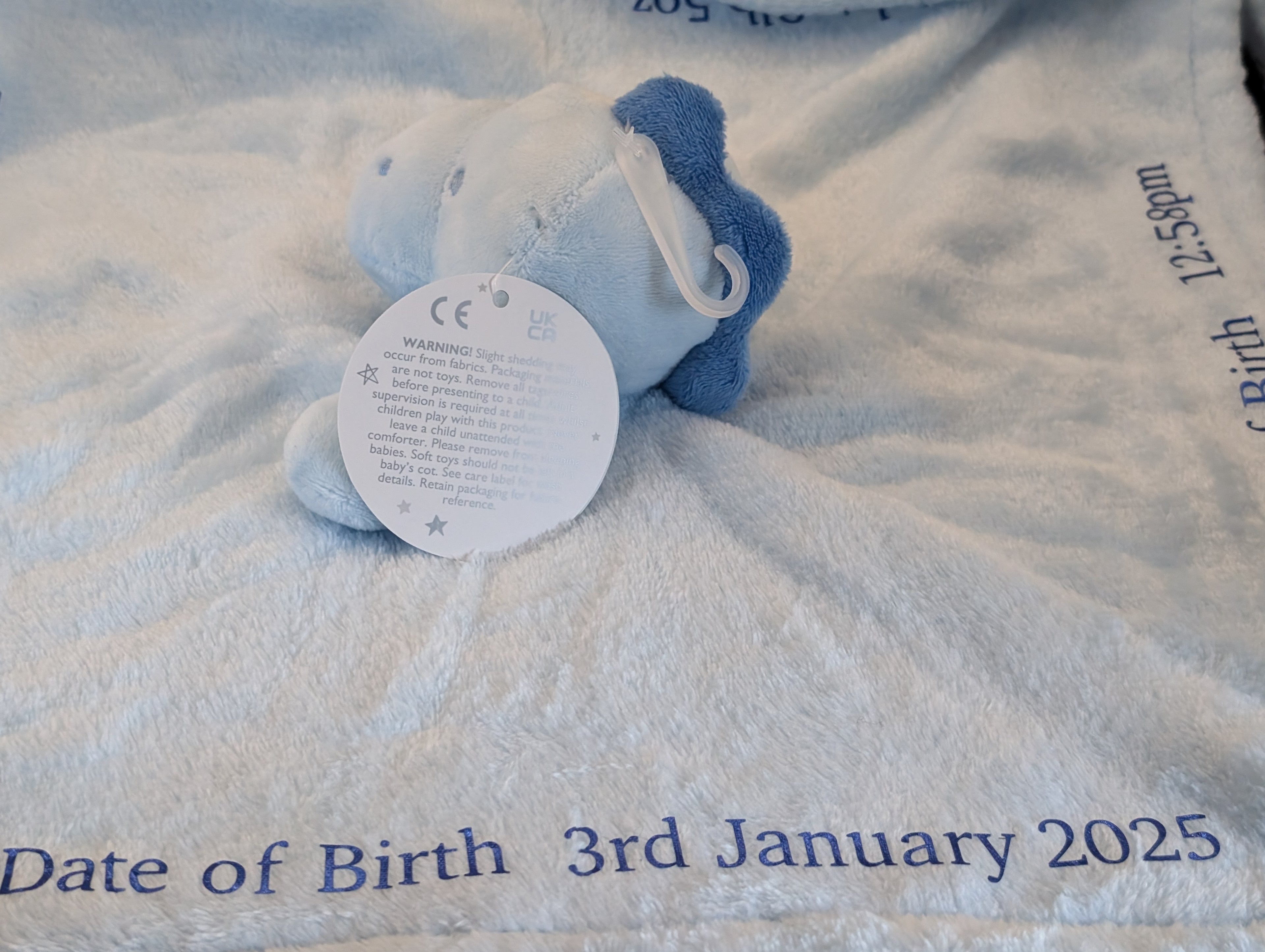 Personalised Baby Snuggle - Custom Name, D.O.B, Weight &amp; Length for Newborns