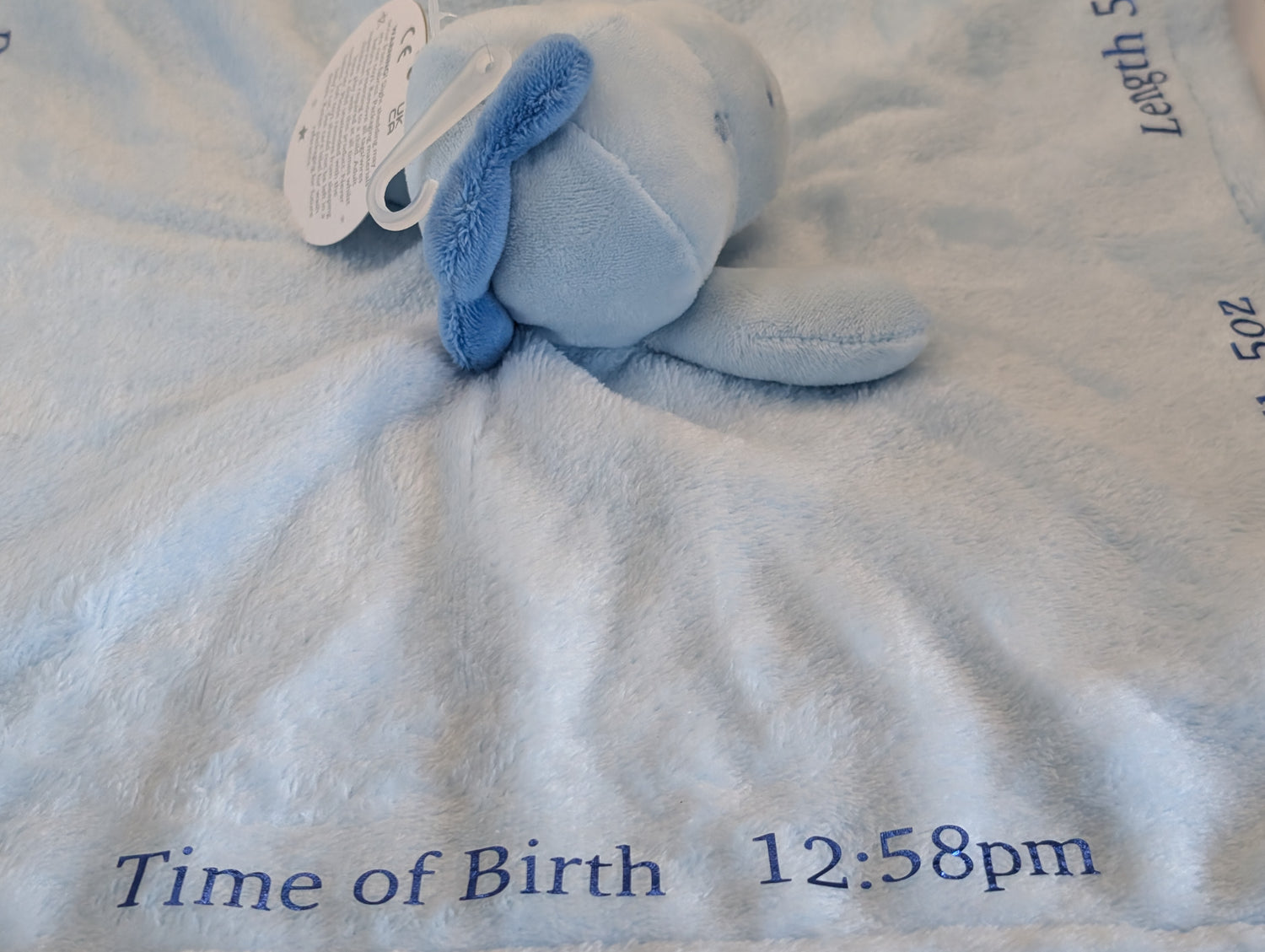 Personalised Baby Snuggle - Custom Name, D.O.B, Weight &amp; Length for Newborns