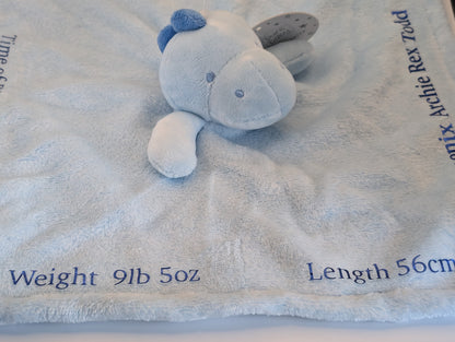 Personalised Baby Snuggle - Custom Name, D.O.B, Weight &amp; Length for Newborns